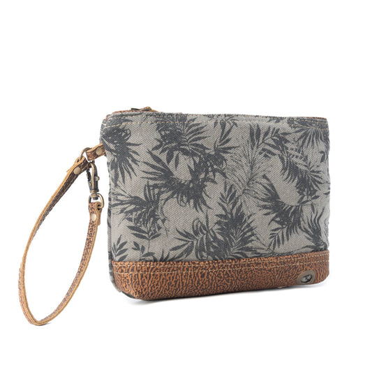 Myra Fernfield Vintage Wristlet for Women in olive with leather detail