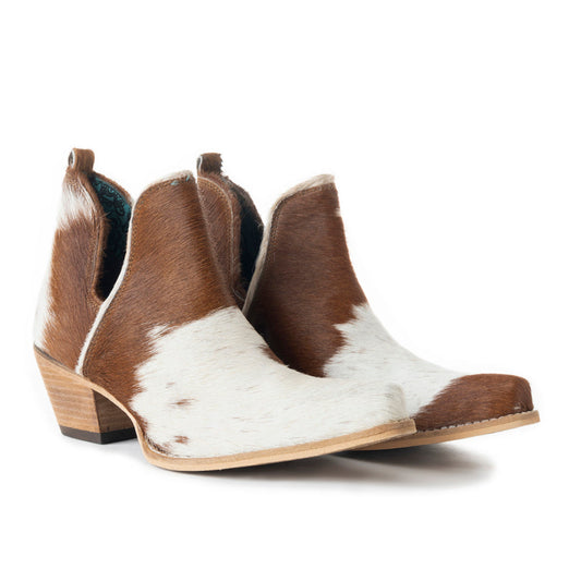 Myra Sunset Bloom Hairon Boots for Women - Split-Top Mid Heels with Pointed Toe Design for Bold Rodeo Escapades