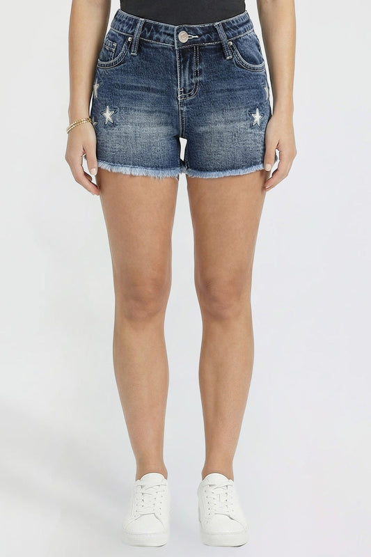 Women's Luxe Americana Star Patch Denim Shorts