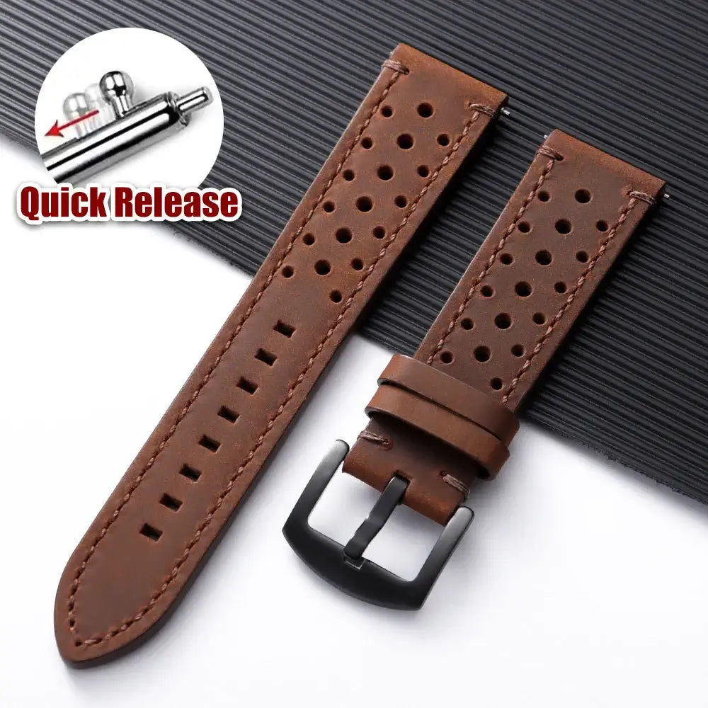 Amazfit Bands Leather Quick Release Watch Band Vintage Brown Cowhide Strap