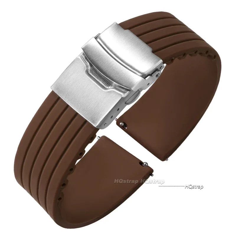 Motorola Moto Silicone Rubber Watch Band Quick Release Strap Black Brown