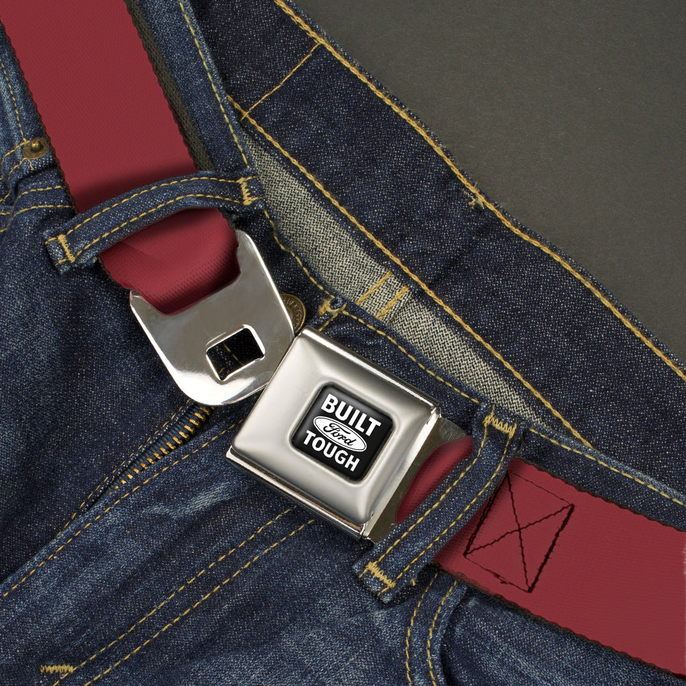 Built Ford Tough Seatbelt Belt - Burgundy Webbing