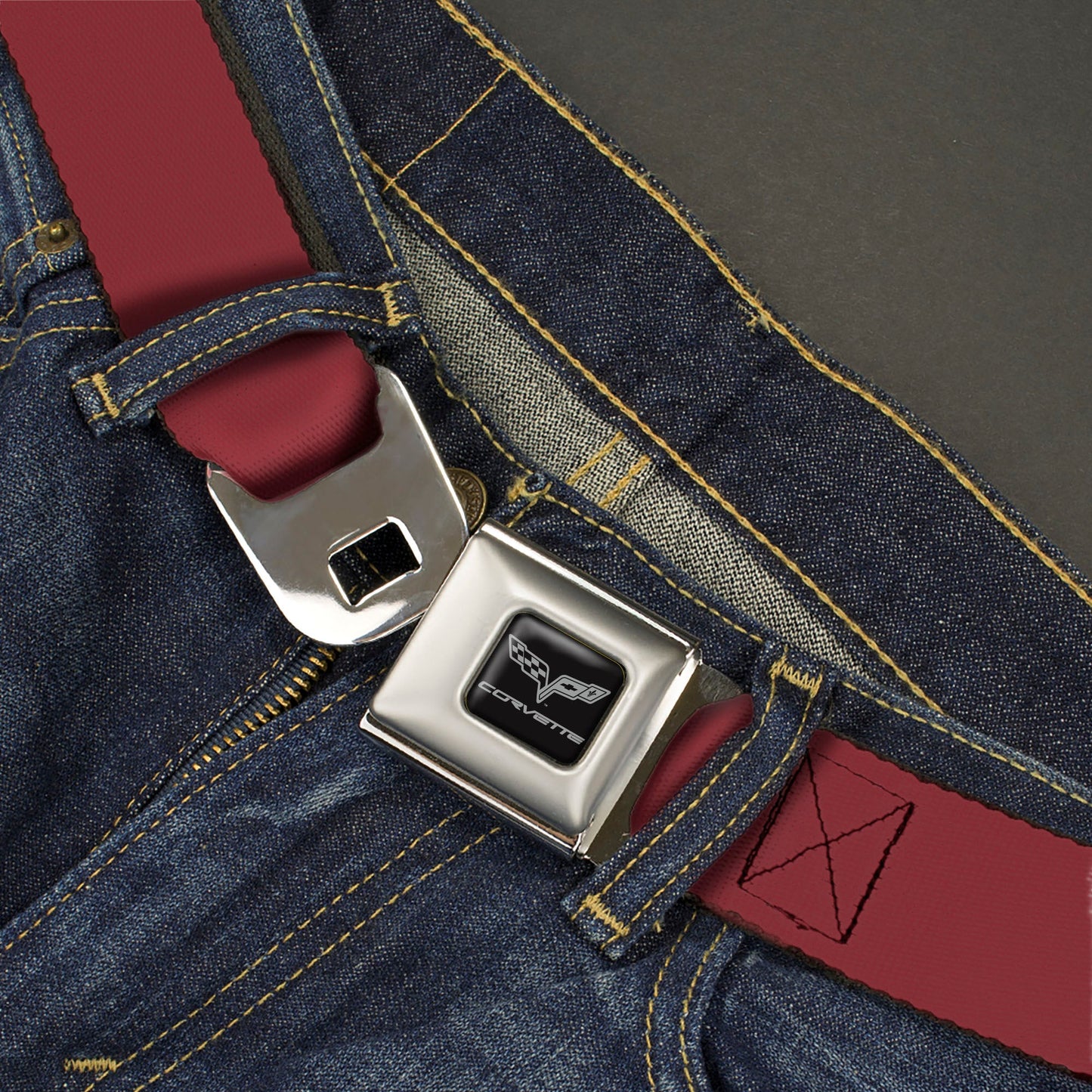 C6 Seatbelt Belt - Burgundy Webbing