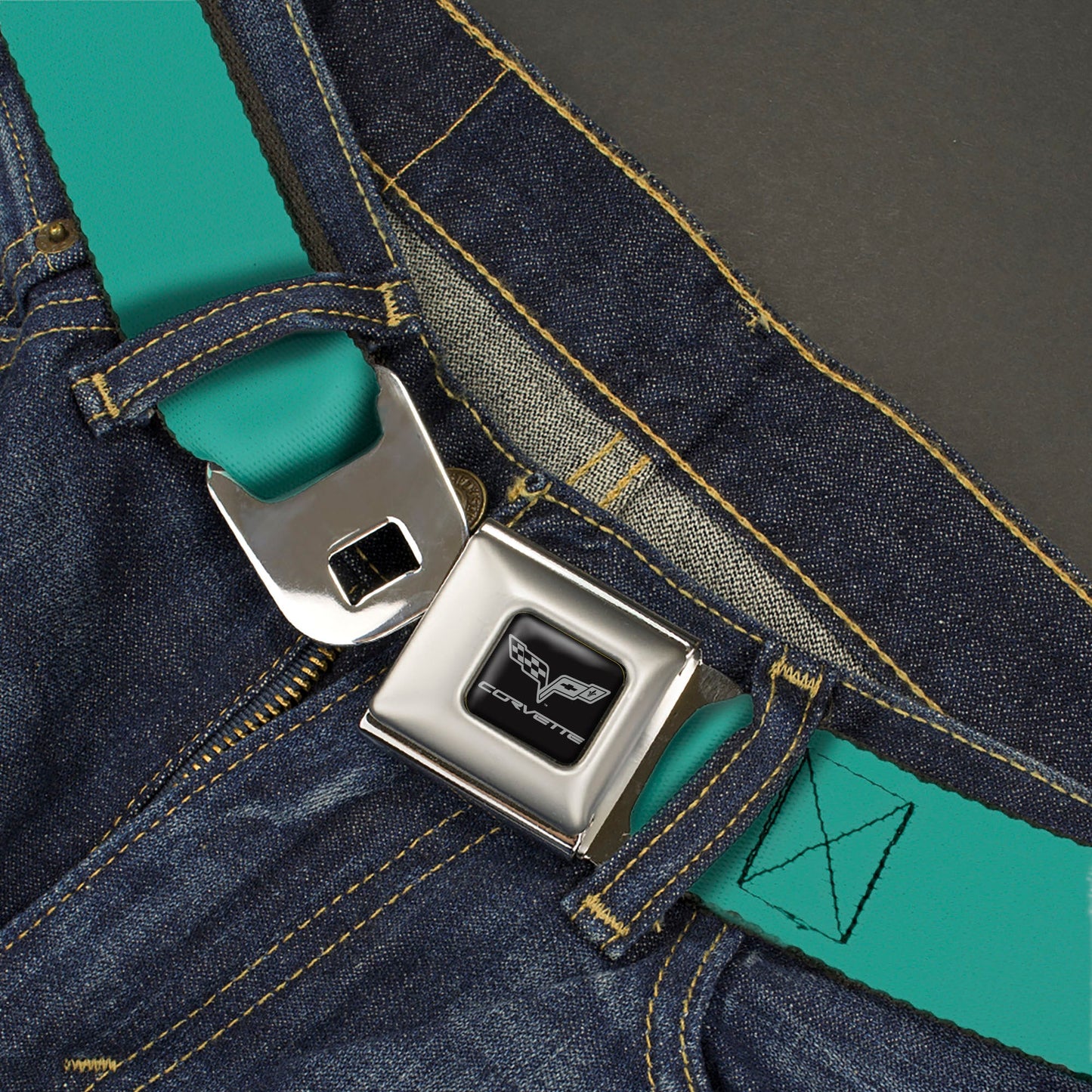 C6 Seatbelt Belt - Teal Webbing