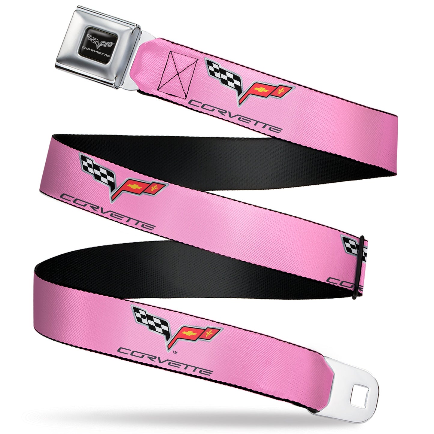 C6 Seatbelt Belt - C6 Logo REPEAT Pink/Black Webbing
