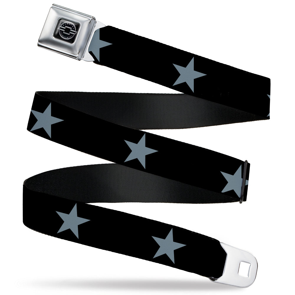 Chevy Seatbelt Belt - Star Black/Silver Webbing