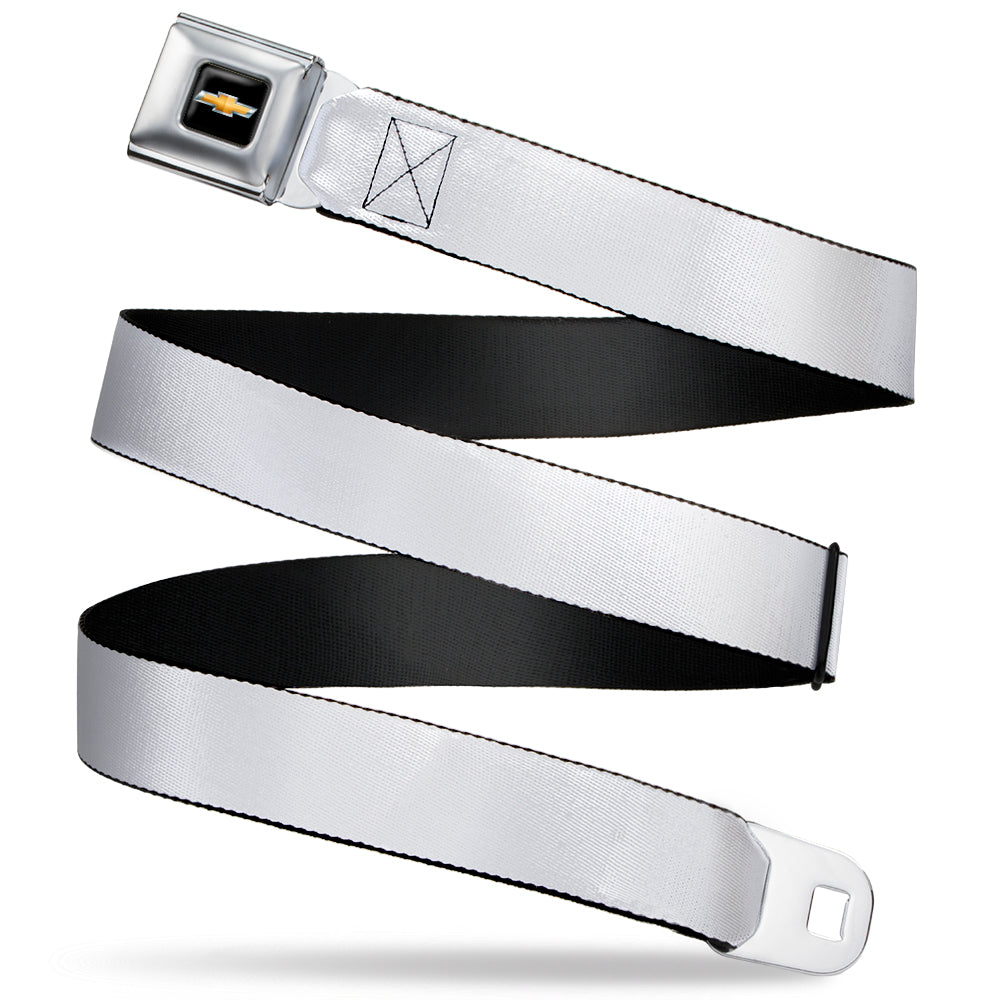 Chevy Bowtie Full Color Black/Gold Seatbelt Belt - White Webbing