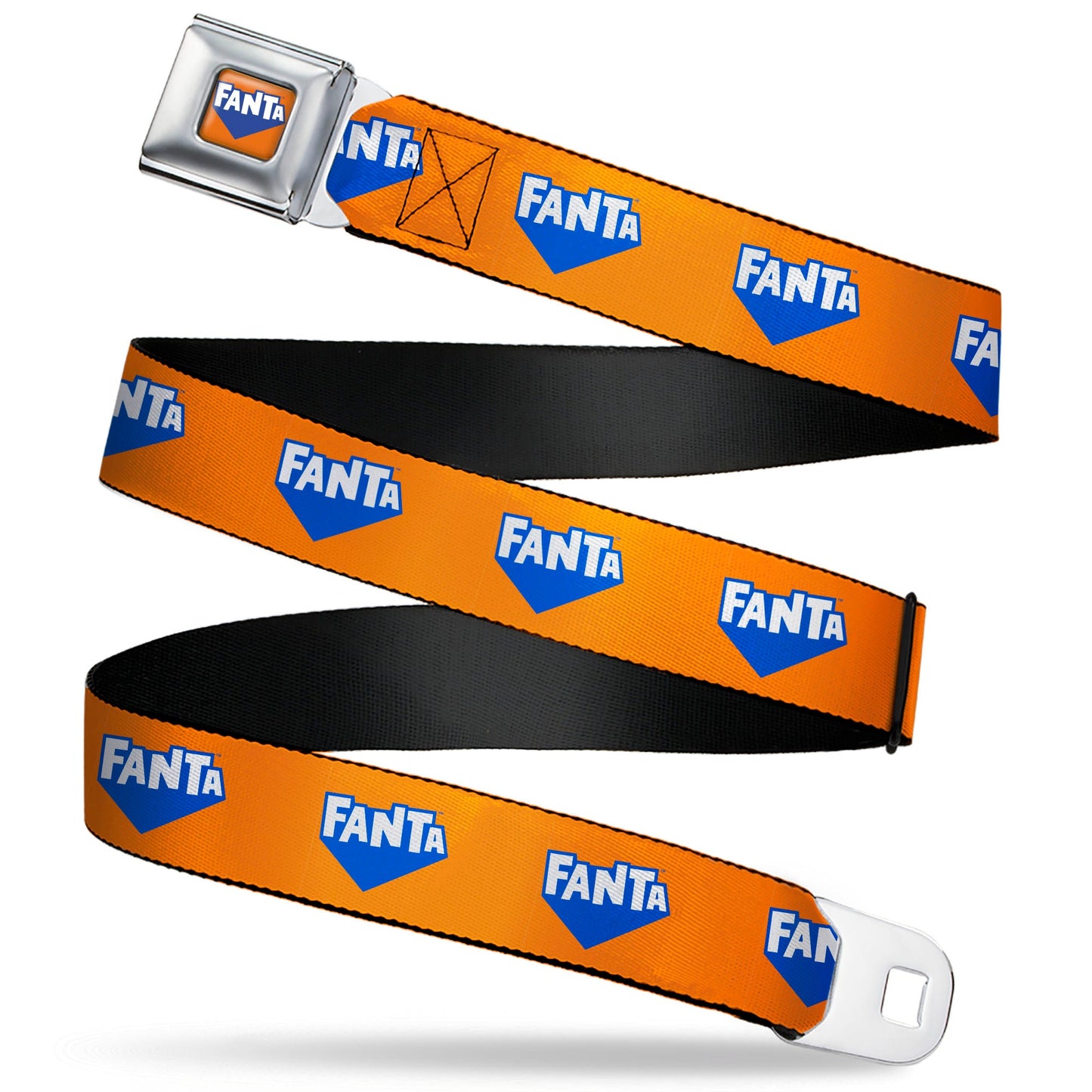 FANTA Logo Full Color Orange/Blue/White Seatbelt Belt - FANTA Logo Orange/Blue/White Webbing