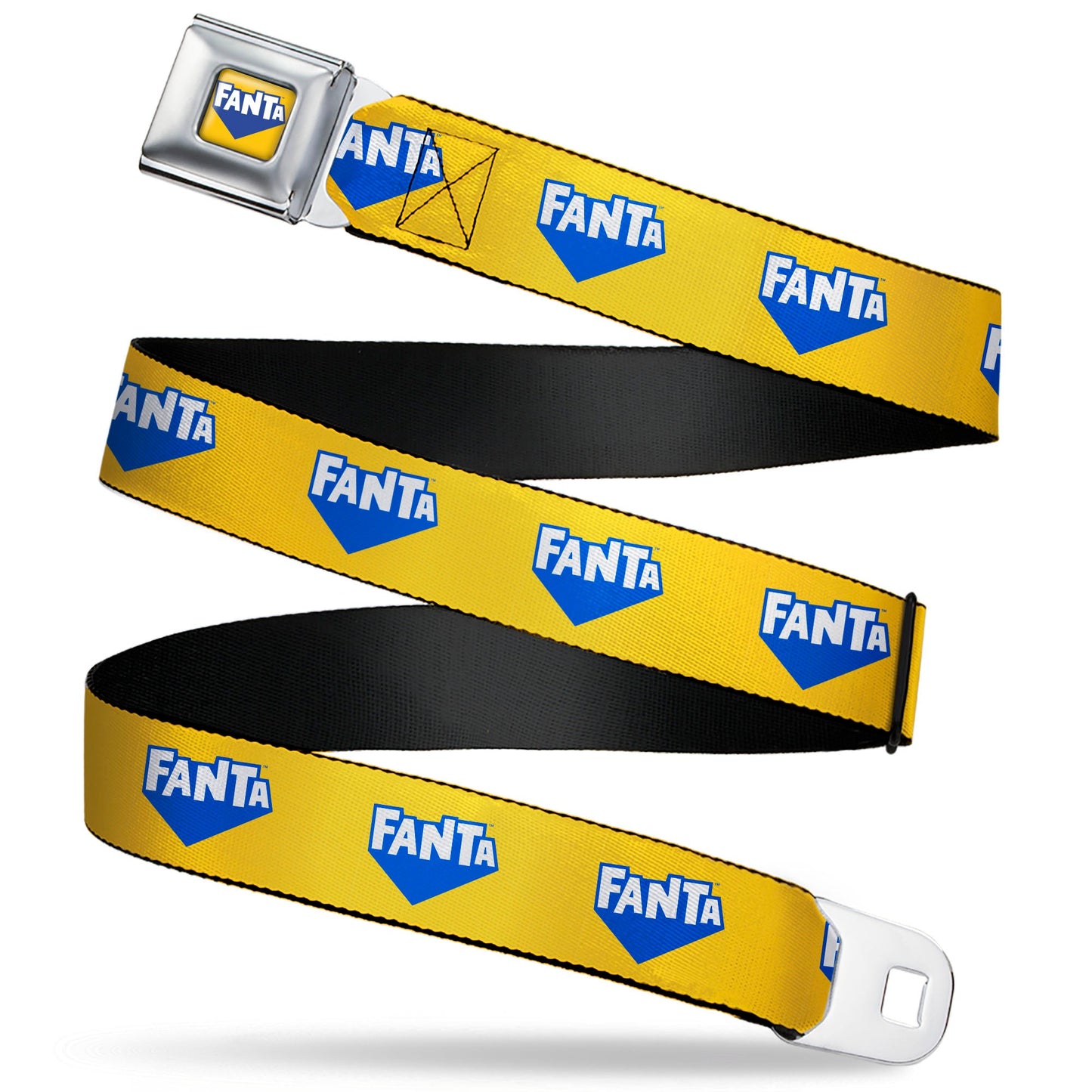 FANTA Logo Full Color Pineapple Yellow/Blue/White Seatbelt Belt - FANTA Logo Pineapple Yellow/Blue/White Webbing
