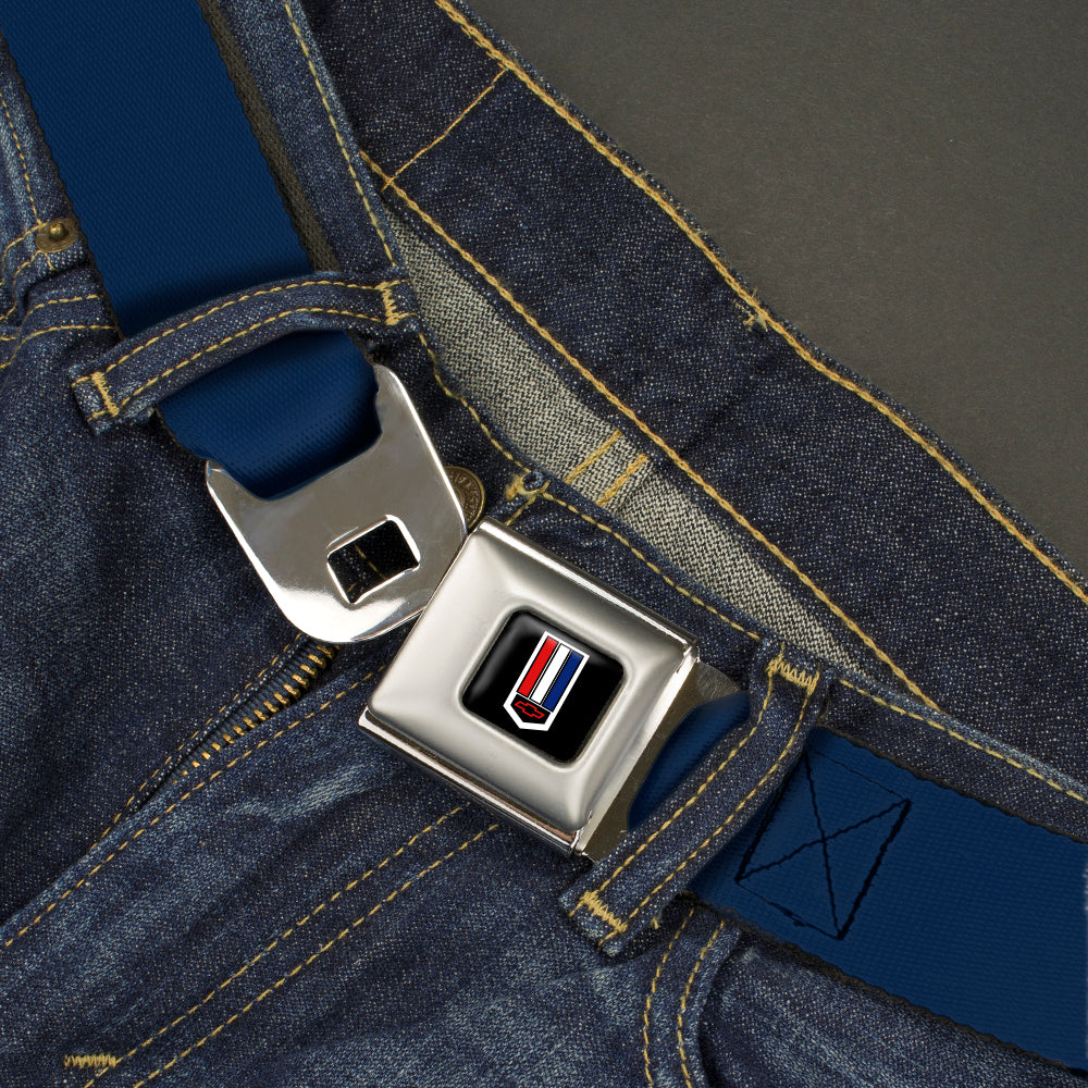 Camaro Badge Full Color Seatbelt Belt - Navy Webbing