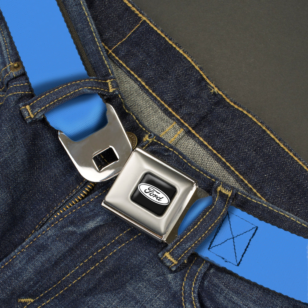 Ford Emblem Seatbelt Belt - Baby Blue Webbing