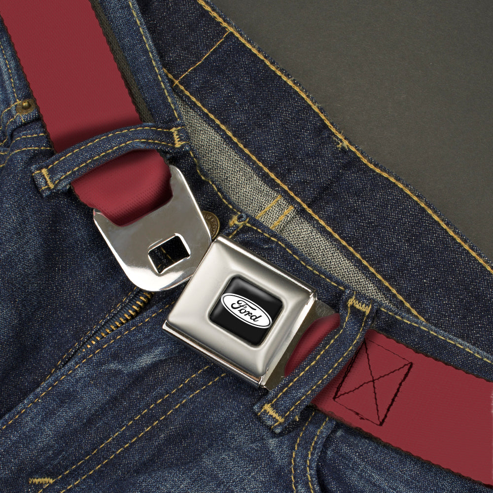 Ford Emblem Seatbelt Belt - Burgundy Webbing