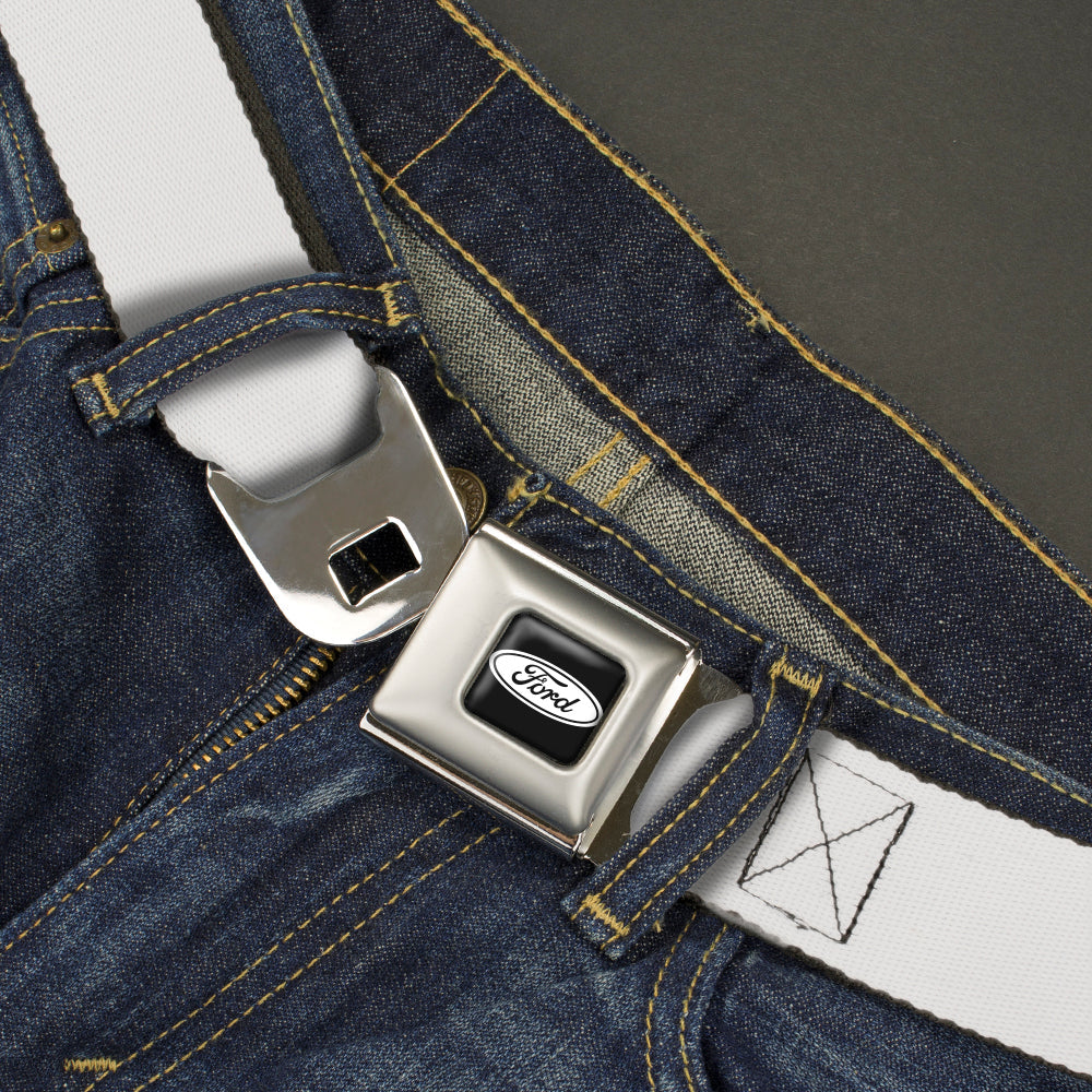 Ford Emblem Seatbelt Belt - White Webbing