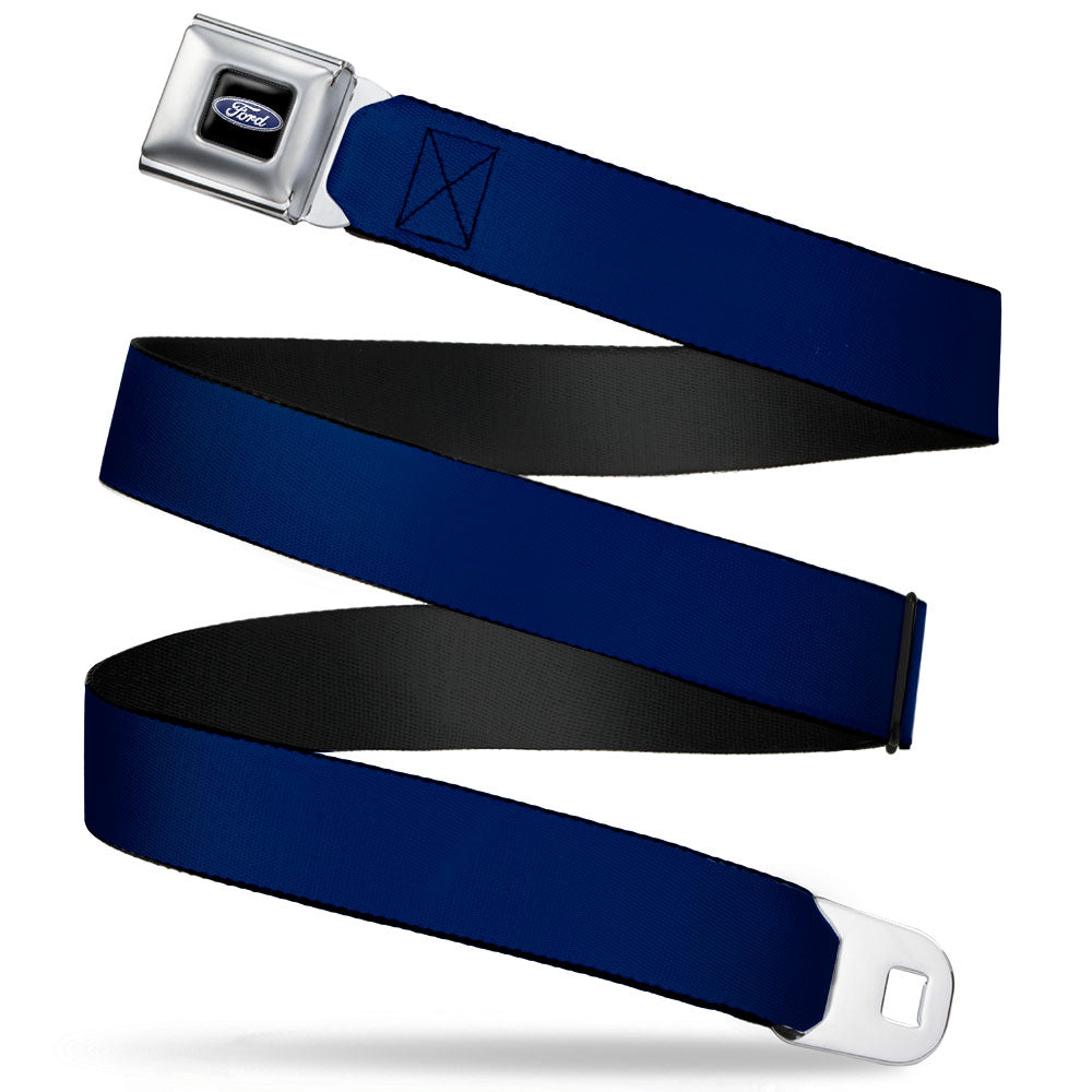 Ford Oval Full Color Black/Blue Seatbelt Belt - Navy Webbing