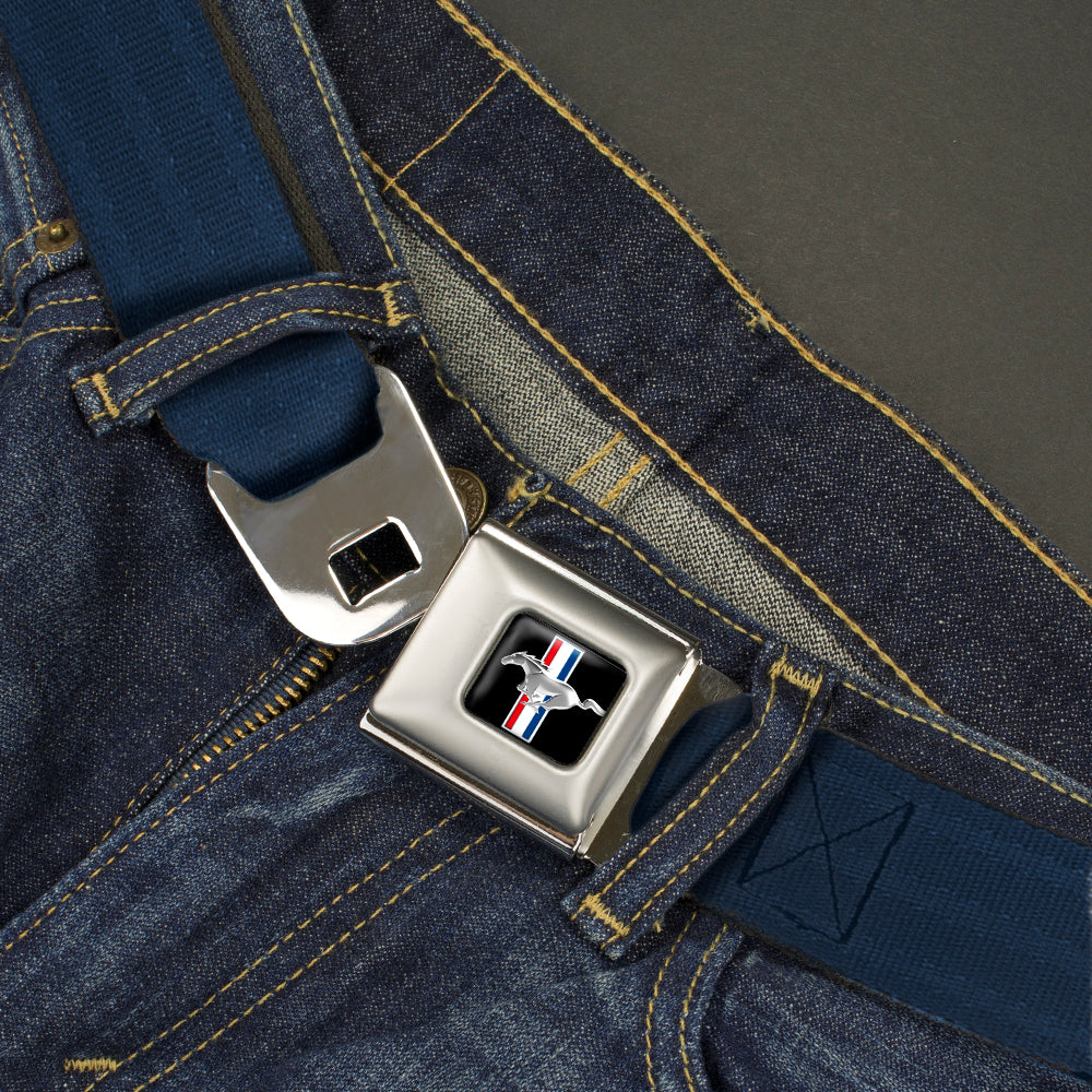 Ford Mustang Emblem Seatbelt Belt - Navy Panel Webbing