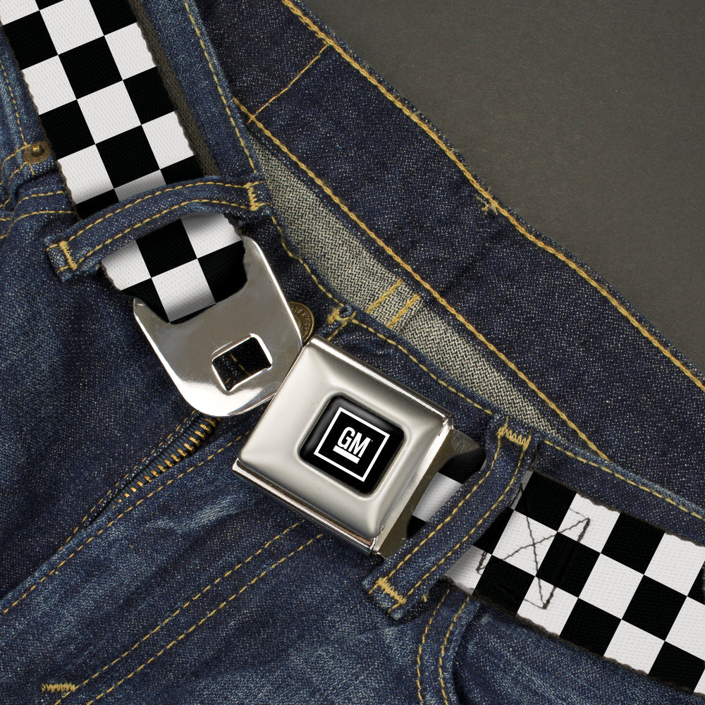 GM Seatbelt Belt - Checker Black/White Webbing