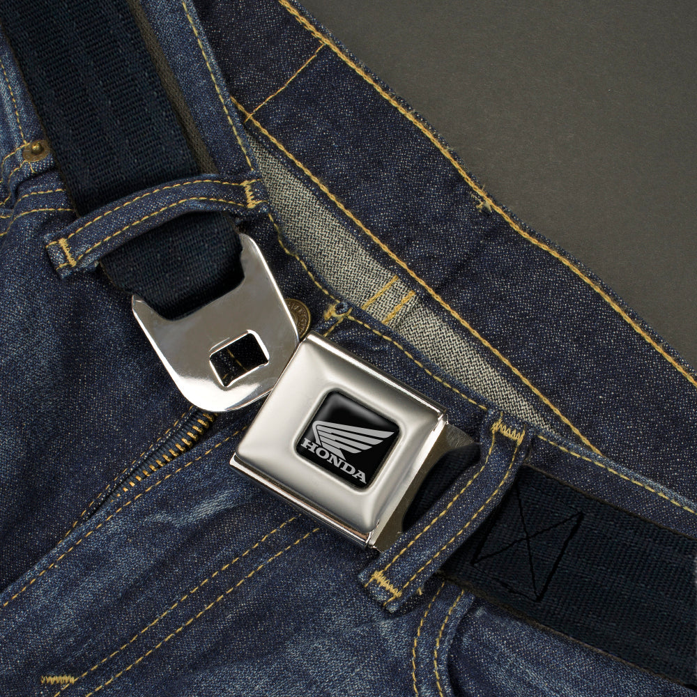 Honda Motorcycle Black/Silver Seatbelt Belt - Black Panel Webbing