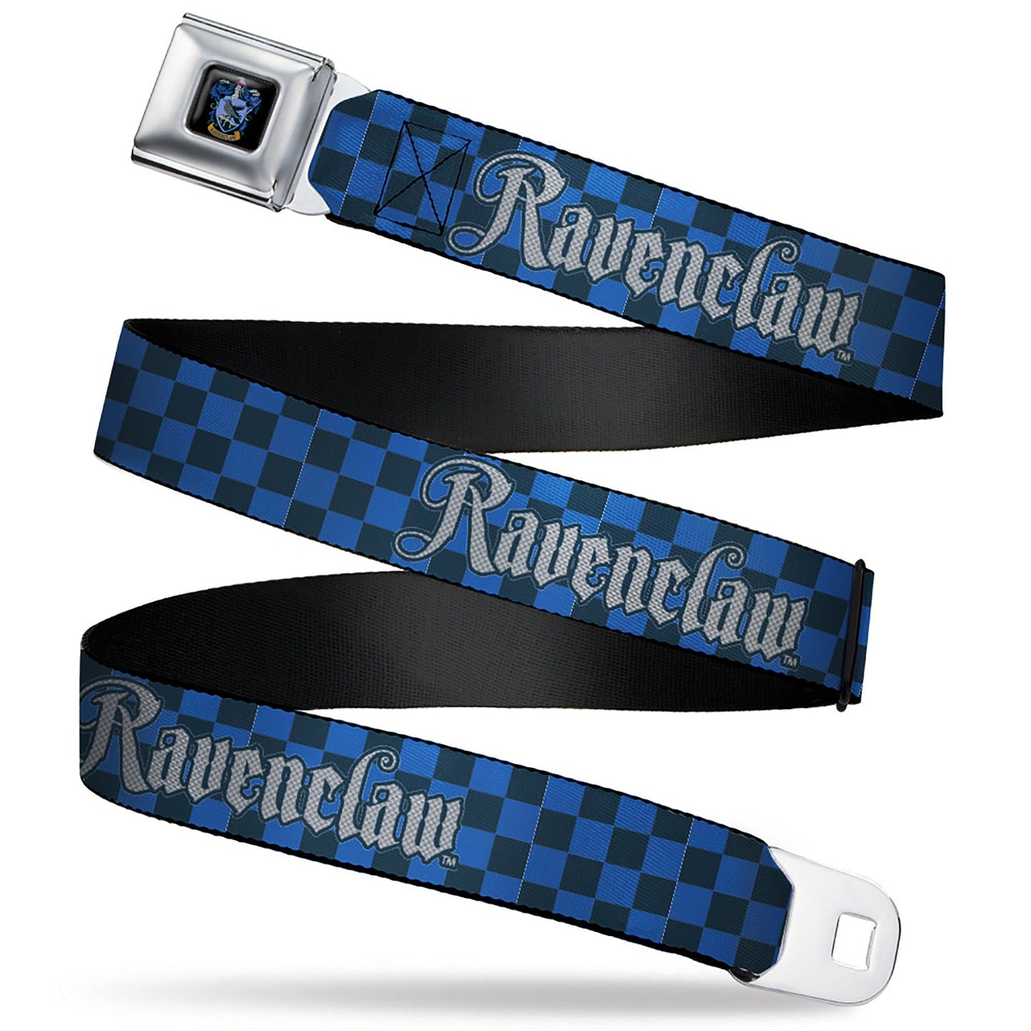 Ravenclaw Crest Full Color Seatbelt Belt - Harry Potter RAVENCLAW Checker Blues/Grays Webbing