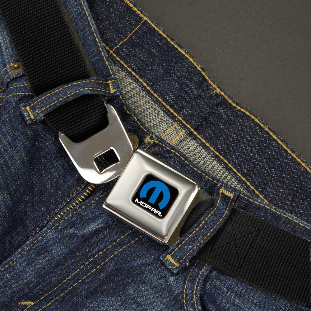 MOPAR Logo Full Color Black/Blue/White -
Seatbelt Belt - Black Webbing