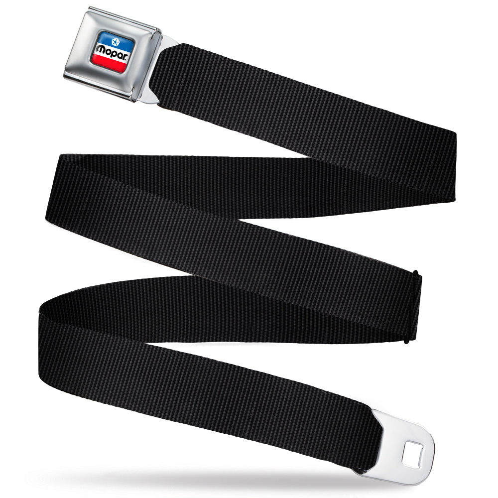 MOPAR Chrysler Logo Full Color White/Blue/Red/Black Seatbelt Belt - Black Webbing