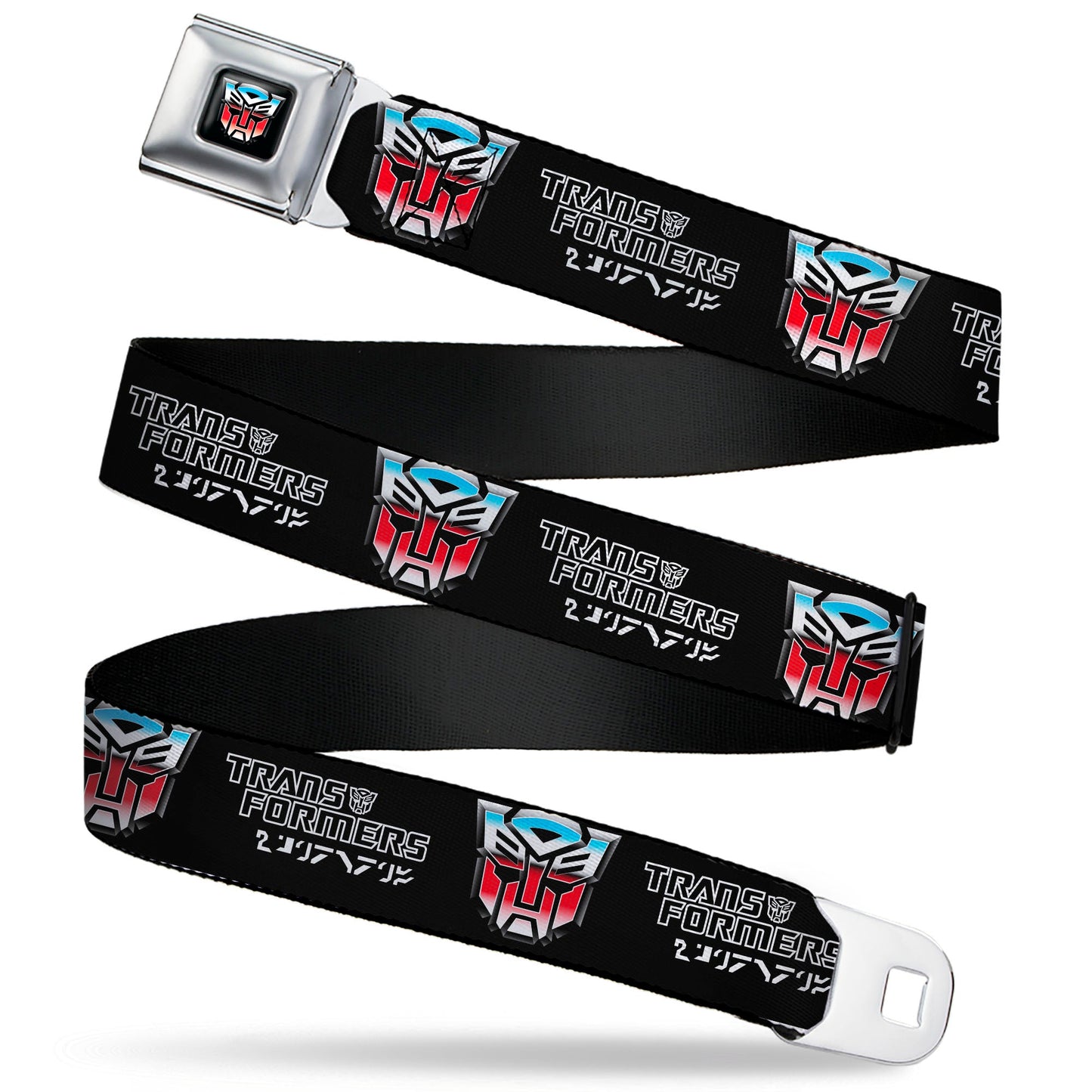 Transformers Autobots Icon Full Color Black/Blues/Red/White Seatbelt Belt - TRANSFORMERS Autobots Cybertronian Icon Black/Blues/Red/White Webbing