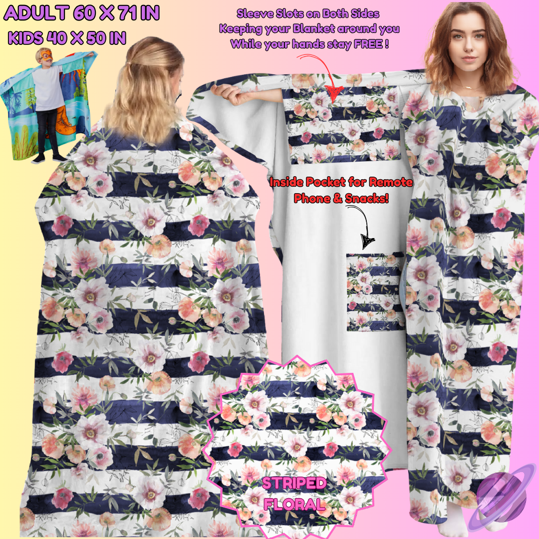 WEARABLE THROW RUN-STRIPED FLORAL-PREORDER CLOSING 8/31- ETA LATE NOV./EARLY DEC.