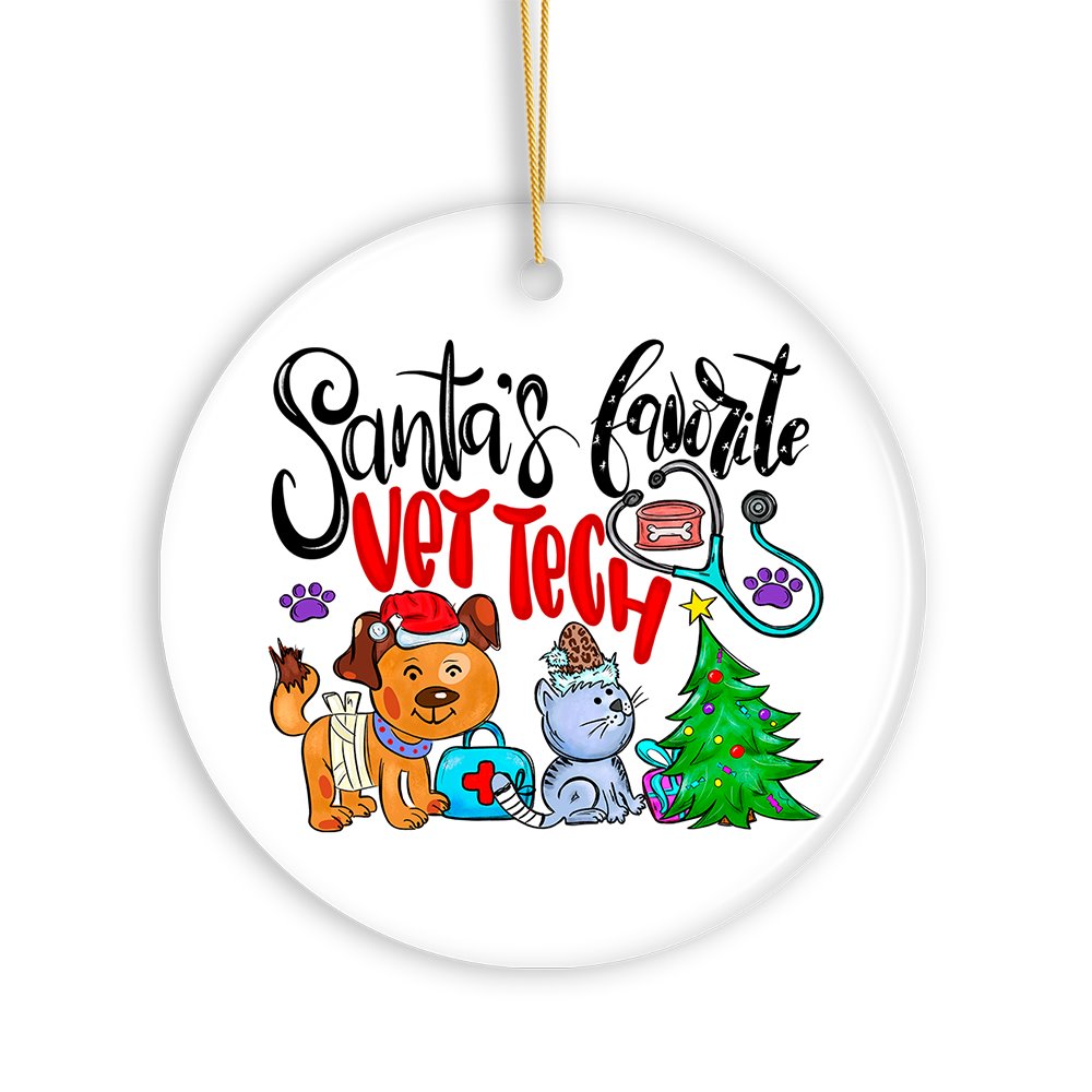 Santa’s Favorite Vet Tech Christmas Ornament, Appreciation Gift for Veterinary Technician