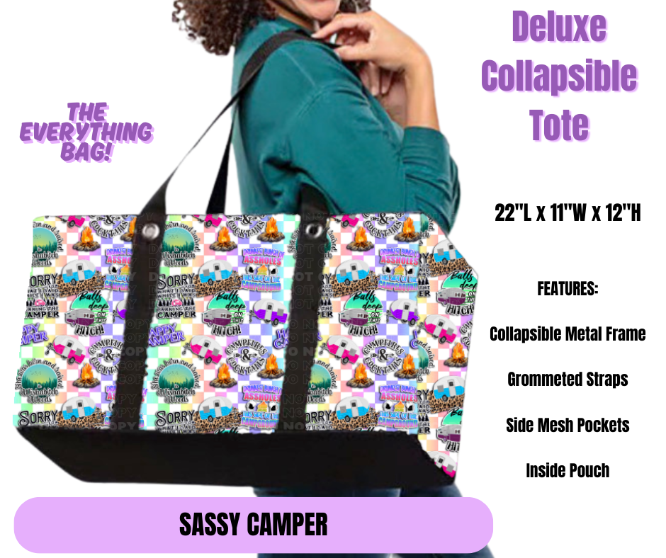 Preorder! Closes 5/19. ETA August. Sassy Camper Collapsible Tote