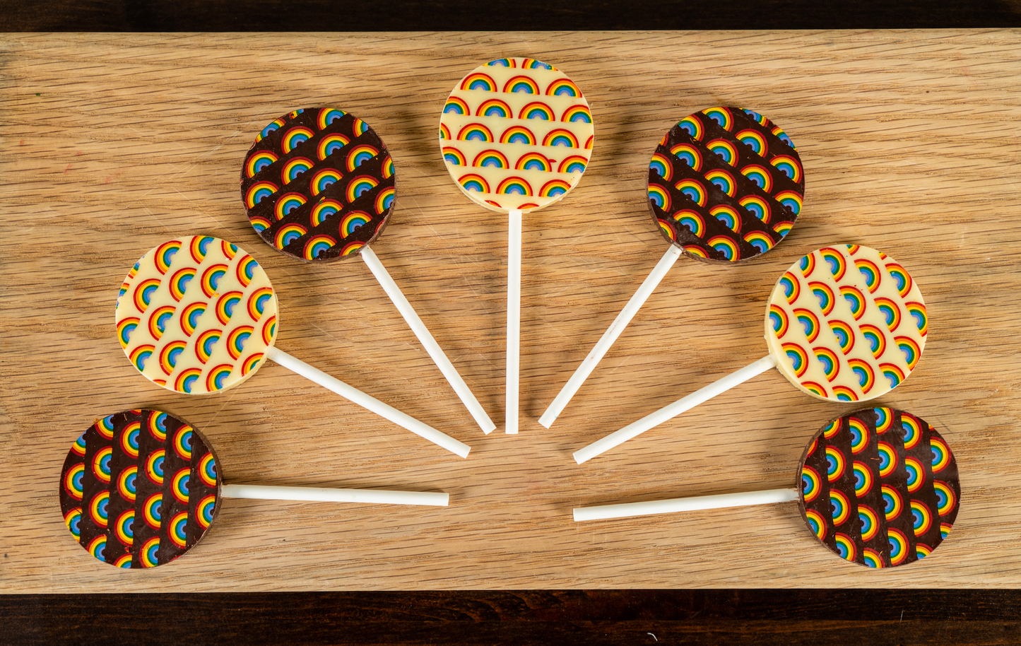 Dark Chocolate Lollipops With Dulce de Leche, Almond butter or Peanut Butter Filling