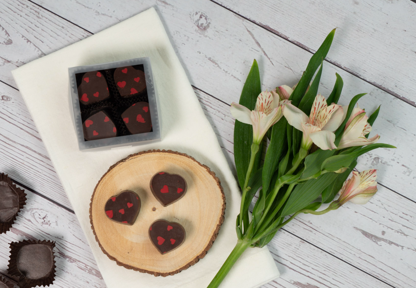 Heart Shaped Chocolate Bonbons Filled with Dulce de Leche