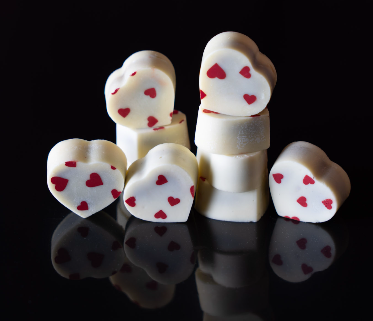 Heart Shaped Chocolate Bonbons Filled with Dulce de Leche