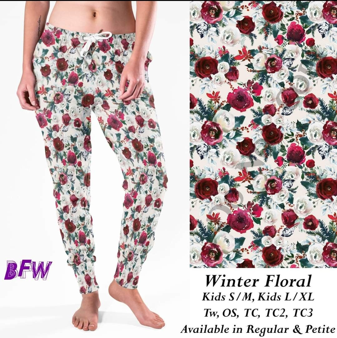 Winter floral Leggings, Capris or Skorts