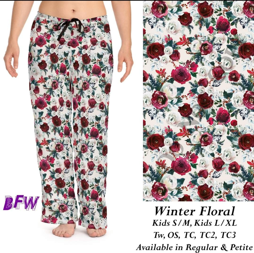 Winter floral Leggings, Capris or Skorts