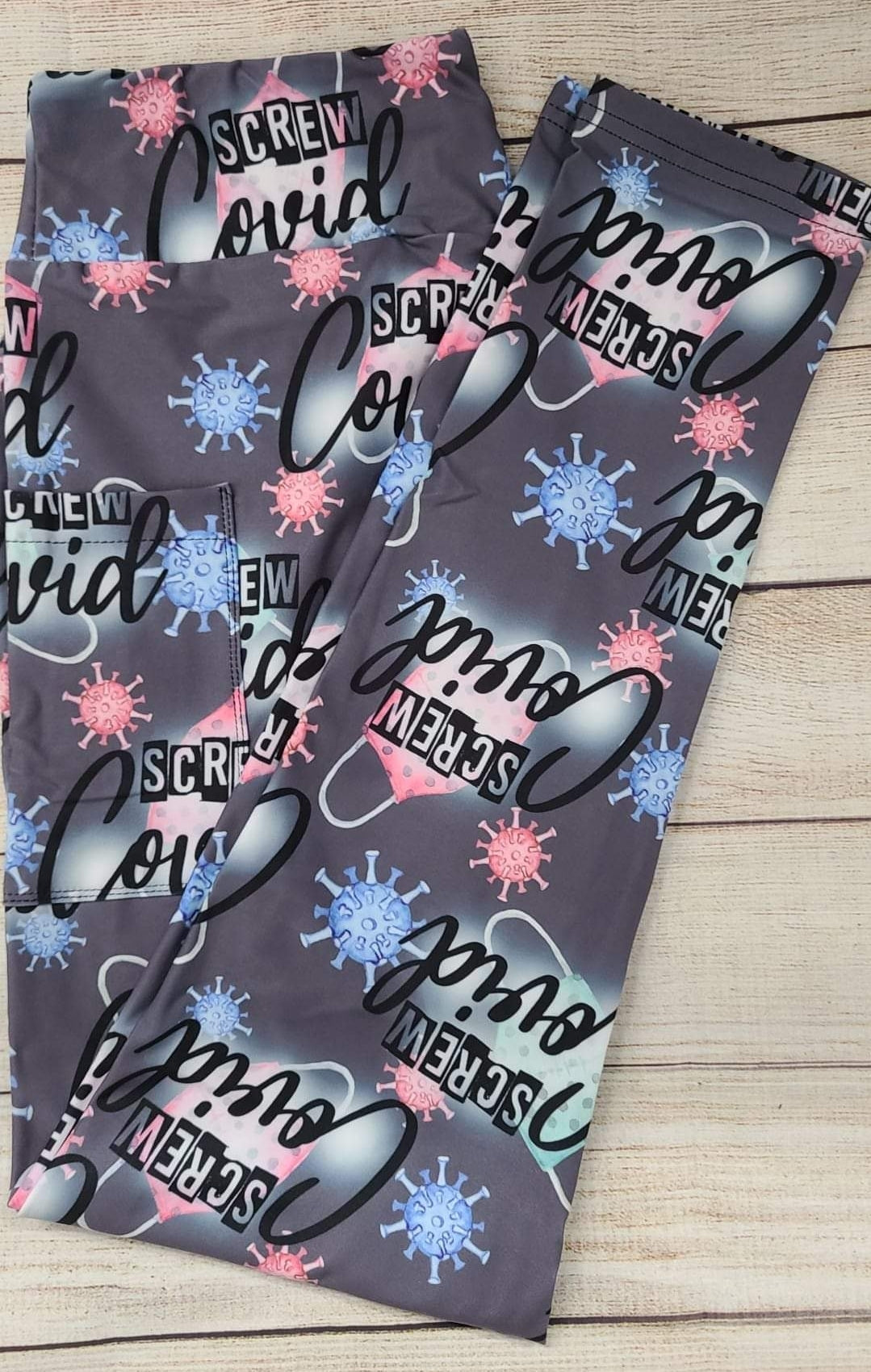 Screw Covid Leggings, lounge pants, joggers