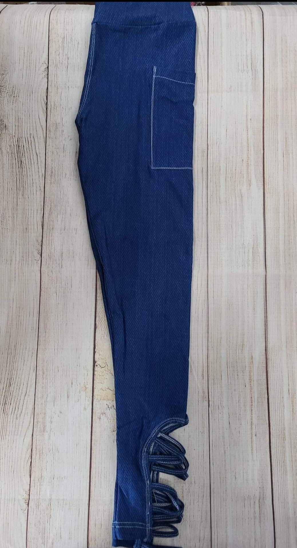 Light Denim criss cross legging and capri