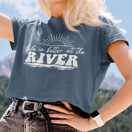 Life Is Better At The River Cropped Graphic Tee