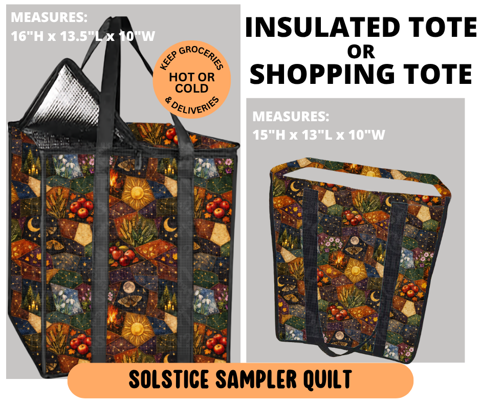 Preorder! Closes 6/29. ETA Sept. Solstice Sampler Quilt Shopping & Insulated Tote