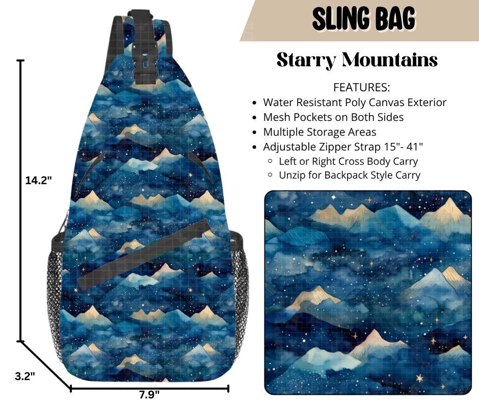 Starry Mountains Sling Bag