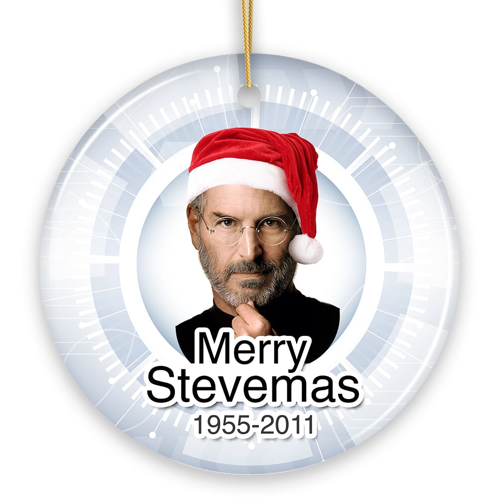 Steve Jobs Merry Stevemas Memorial Christmas Ornament, Gift for Technology Company Founder