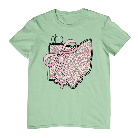 Sweet Ohio Floral Bow Adult Graphic Tee