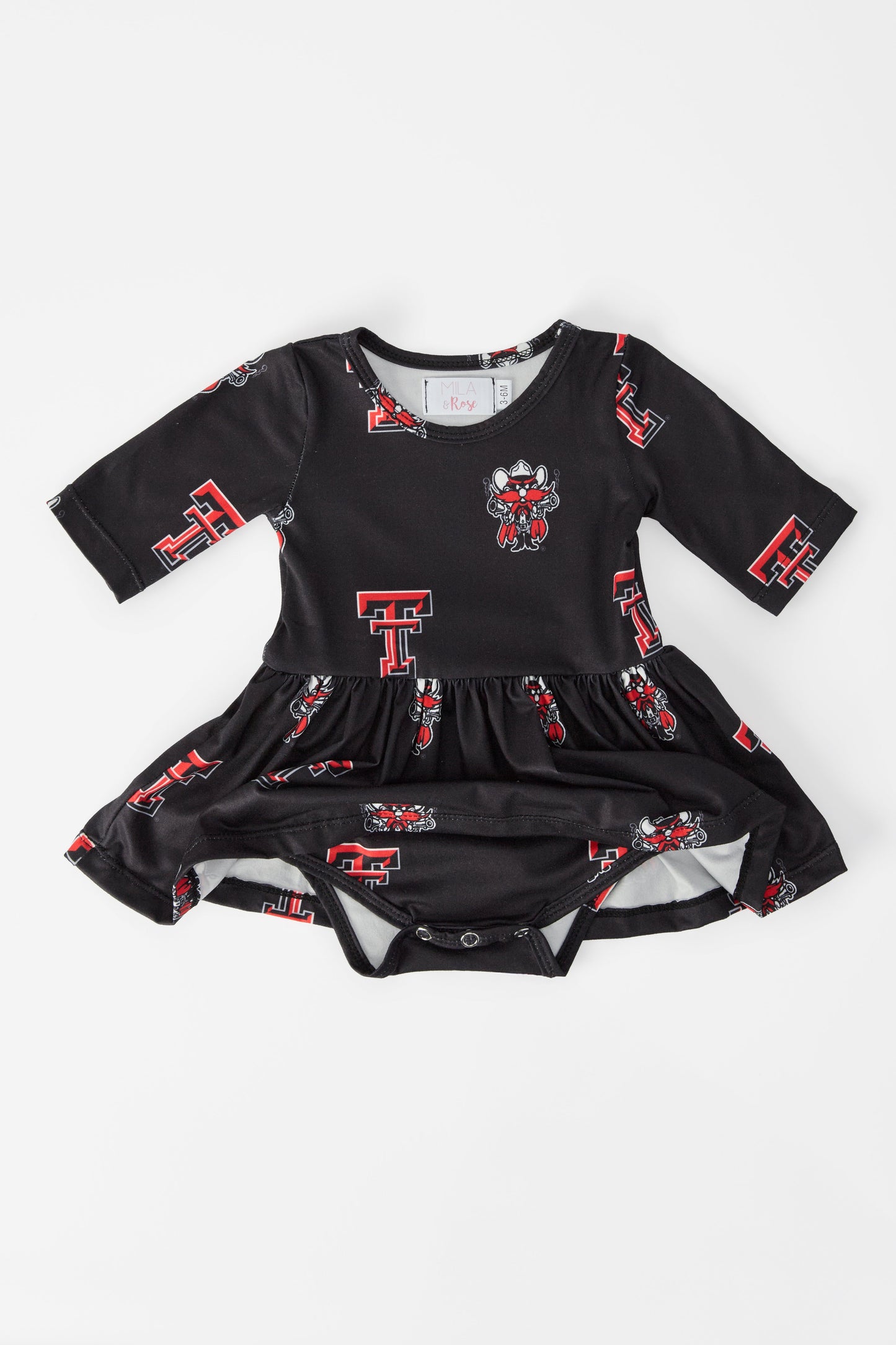 Texas Tech Black Raider Red 3/4 Sleeve Twirl Bodysuit
