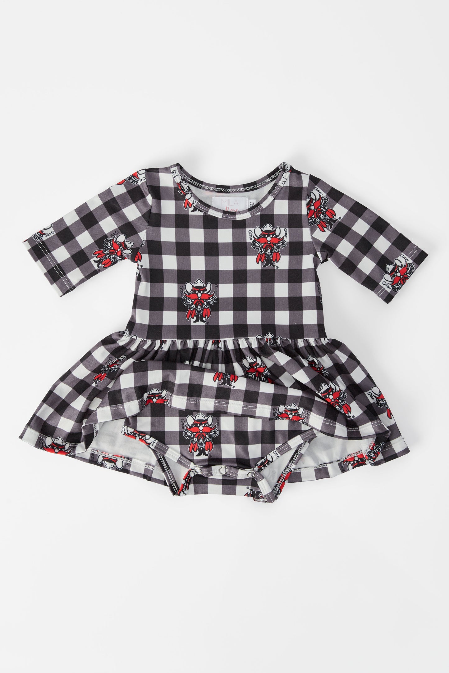 Texas Tech Plaid Raider Red 3/4 Sleeve Twirl Bodysuit