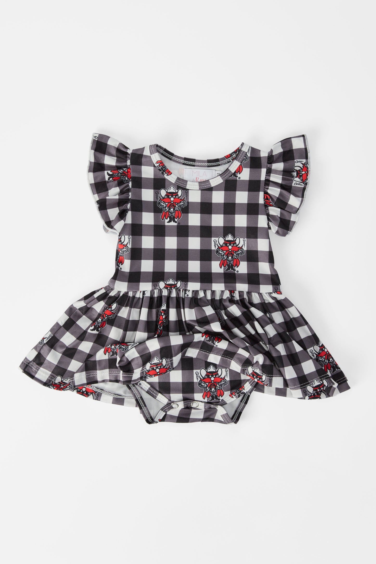 Texas Tech Plaid Raider Red Flutter Twirl Bodysuit