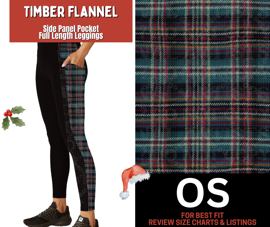 Timber Flannel Side Panel Pocket Full Length Leggings