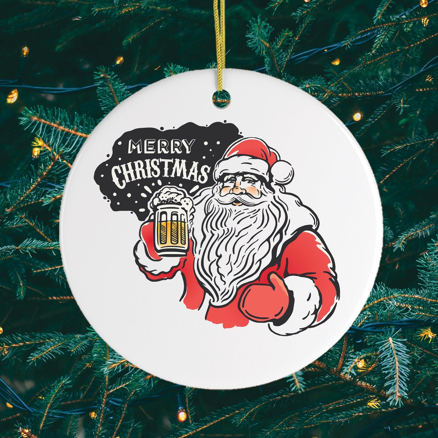 Vintage Santa Claus with Beer Christmas Ornament