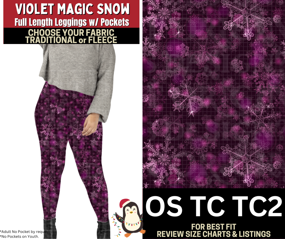 Violet Magic Snow Leggings Choose Fleece or Traditional