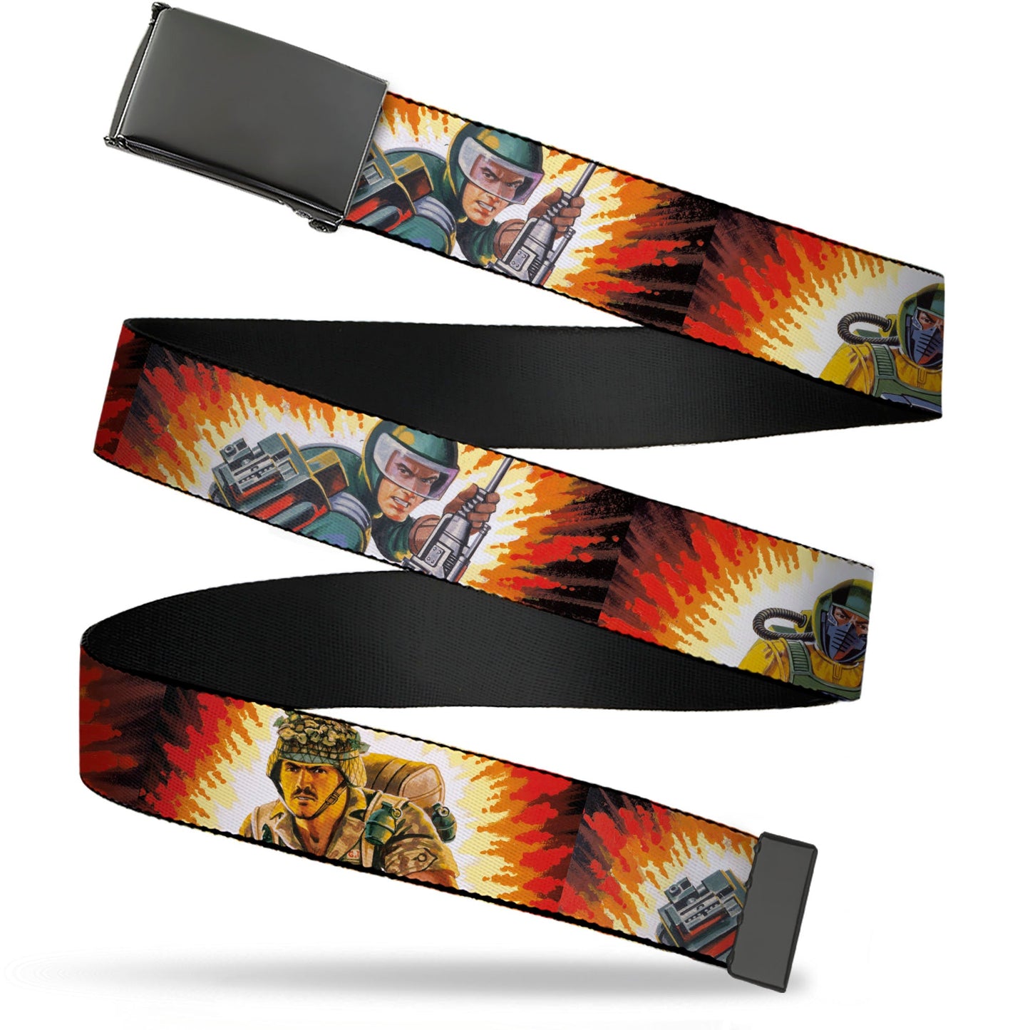 Web Belt Blank Black Buckle - GI Joe Retro Footloose Flash Air Tight Character File Card Explosion Poses Webbing