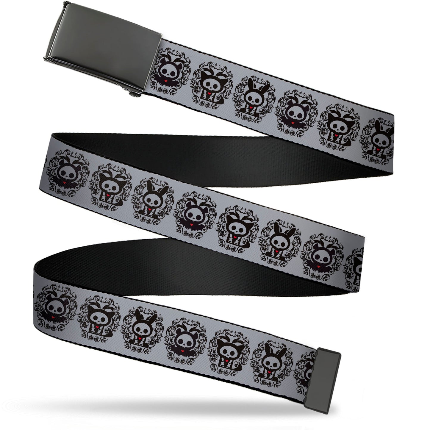 Web Belt Blank Black Buckle - Skelanimals Diego Jack Kits Portraits Gray/Black Webbing