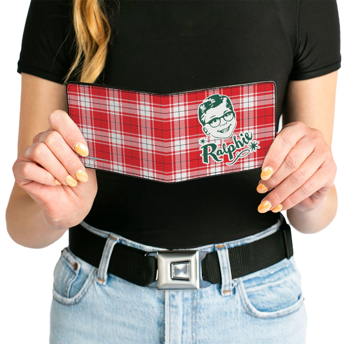 Bi-Fold Wallet - A Christmas Story RALPHIE Smiling Face Plaid Red White Green