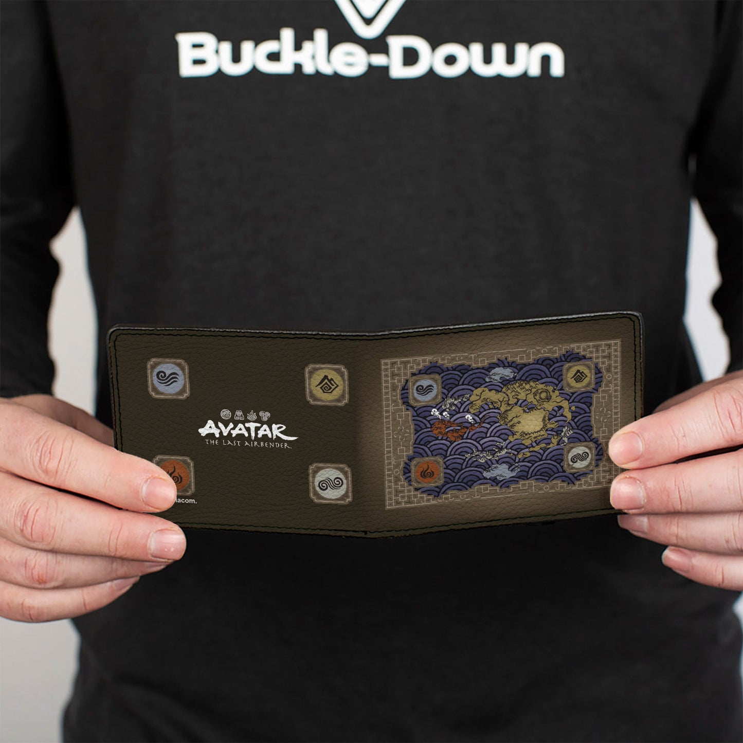 Bi-Fold Wallet - Avatar Last Airbender Elements Map with Icons and Title Logo Browns